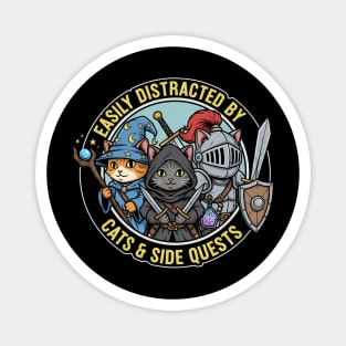 Easily Distracted By Cats And Side Quests RPG Gamer Vintage Magnet